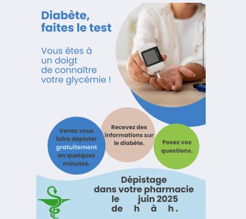 Dépistage diabète dans les pharmacies du 2 au 13 juin 2025